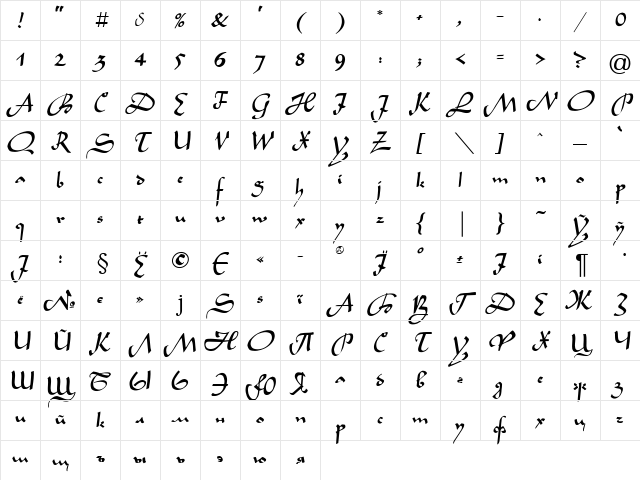 LegendeC Normal Character Map