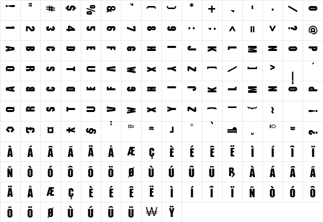 Blocky Sideways Regular Character Map