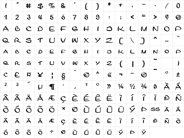 LegerSCD Regular Character Map