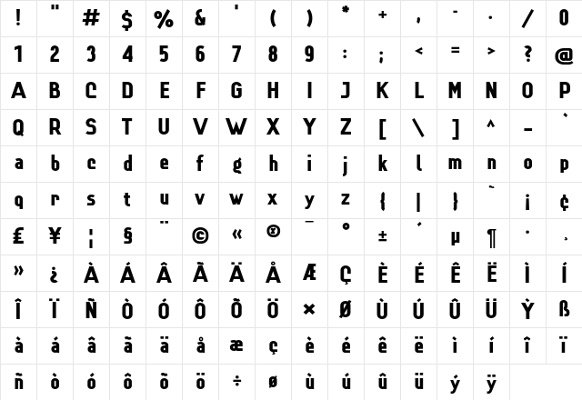 Lindau Black Character Map