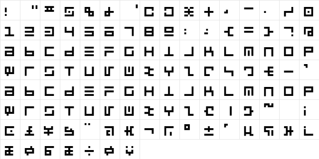 LinearFace Regular Character Map
