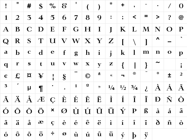 LingwoodEF DemiBold Character Map