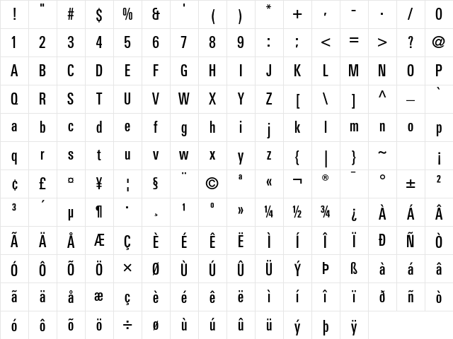 LinotypeUnivers CompMedium Character Map LinotypeUnivers CompMedium Character Map