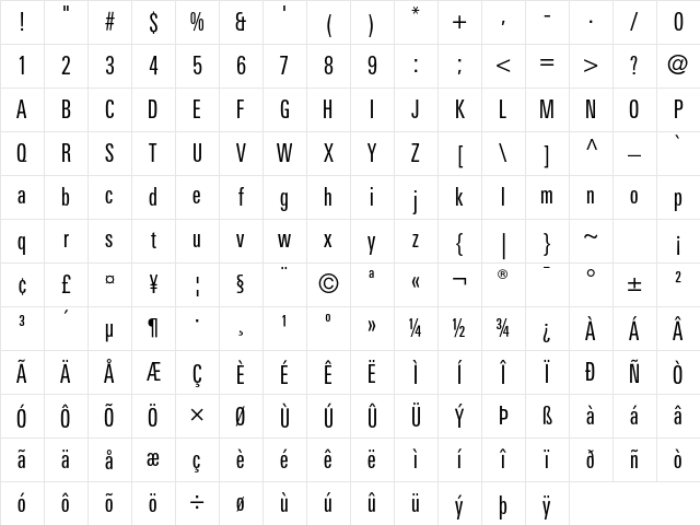 LinotypeUnivers CompRegular Character Map