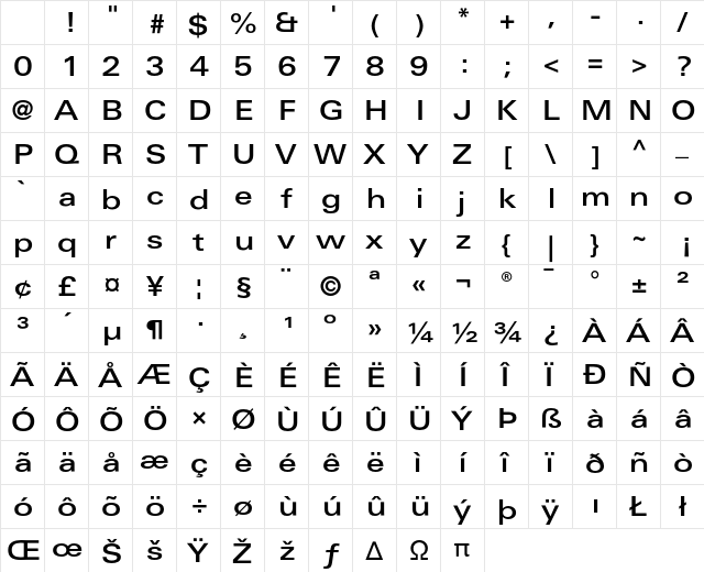 LinotypeUnivers ExtdMedium Character Map LinotypeUnivers ExtdMedium Character Map