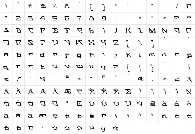 ACTStern Italic Character Map