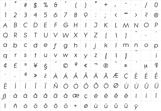Litera-RegularIta Regular Character Map Litera-RegularIta Regular Character Map