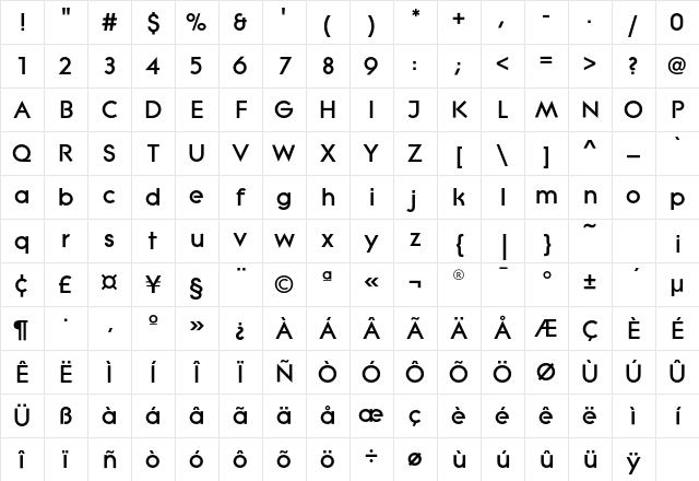 LiteraEF Heavy Character Map LiteraEF Heavy Character Map