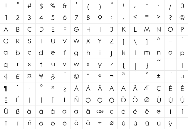 LiteraEF Regular Character Map