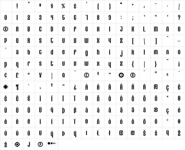 Lithia Bold Character Map Lithia Bold Character Map