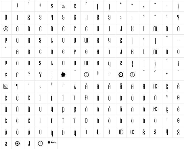 Lithia LightSmallCaps Character Map Lithia LightSmallCaps Character Map