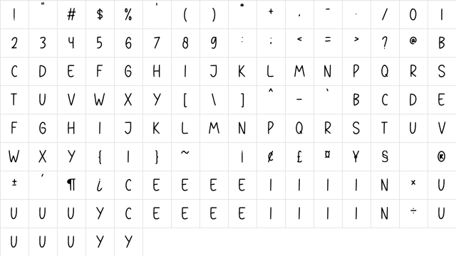 Little Regular Character Map