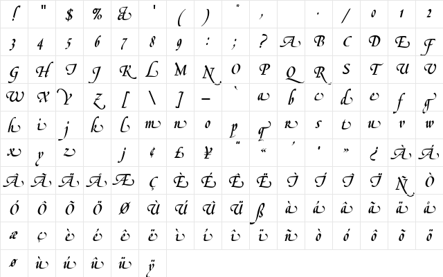LeGriffeEFAlternateTwo Regular Character Map