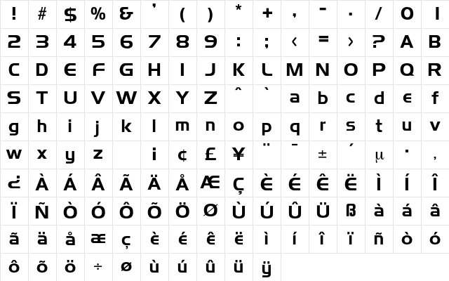 Longview Regular Character Map Longview Regular Character Map