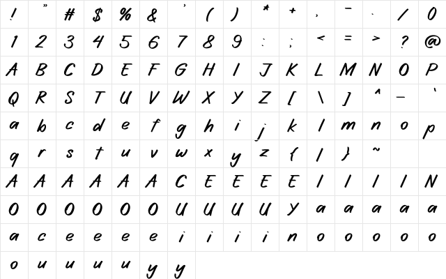 LOOKOUT Regular Character Map