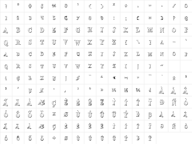 Blood Crow Shadow Condensed Condensed Character Map