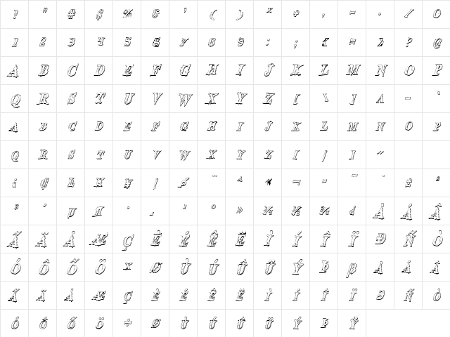 Blood Crow Shadow Condensed Italic Condensed Italic Character Map Blood Crow Shadow Condensed Italic Condensed Italic Character Map