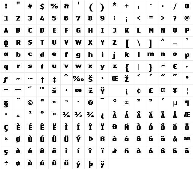 LTAuthenticSans Medium Regular Character Map