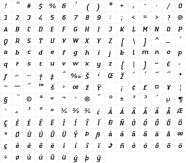 LTAuthenticSerif Regular Character Map