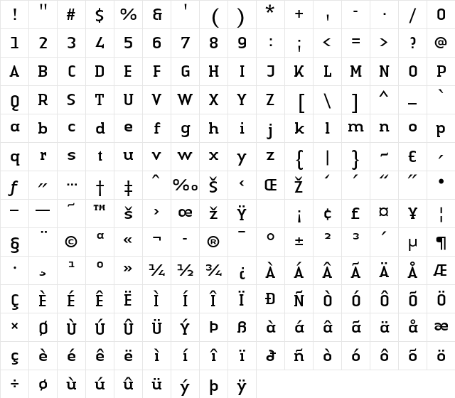 LTAuthenticSerif Regular Character Map LTAuthenticSerif Regular Character Map