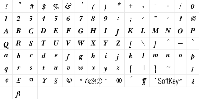 Bloodhound Bold Italic Bold Italic Character Map