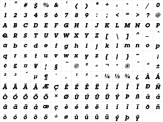 ITC Lubalin Graph Std Bold Oblique Character Map