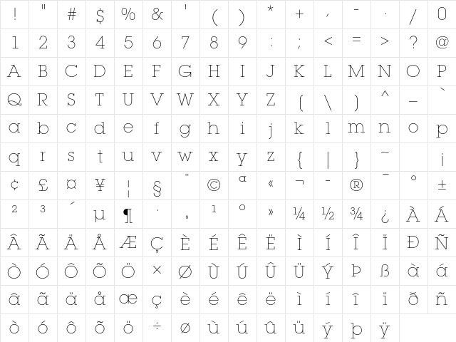 ITC Lubalin Graph Std Extra Light Character Map