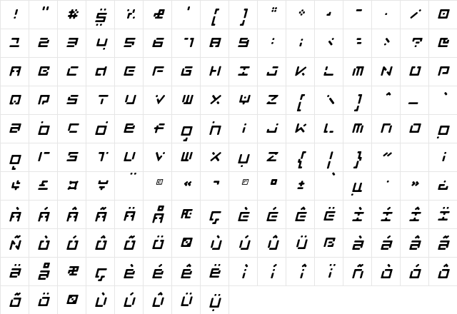 LuggageRoundBroken Oblique Character Map