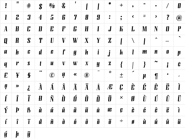 LundaModern Regular Character Map LundaModern Regular Character Map