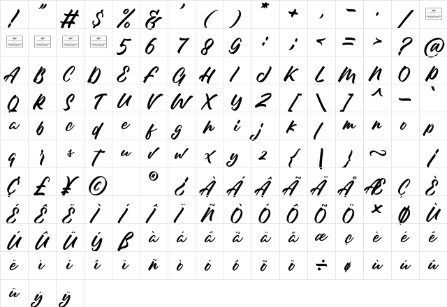 Luther King Regular Character Map