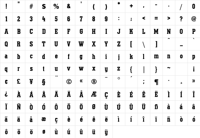 Luxor Regular Character Map Luxor Regular Character Map