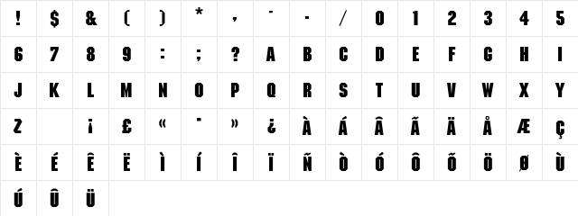 MachineEF-Bold Regular Character Map MachineEF-Bold Regular Character Map
