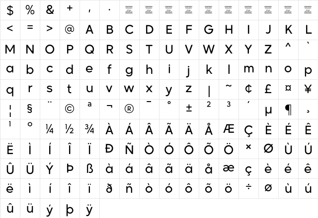 Madani Arabic DEMO Regular Character Map