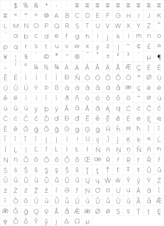 Madani Arabic DEMO Thin Regular Character Map Madani Arabic DEMO Thin Regular Character Map