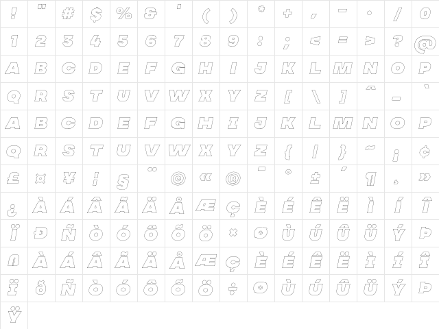 MADE Soulmaze Outline Italic Character Map MADE Soulmaze Outline Italic Character Map