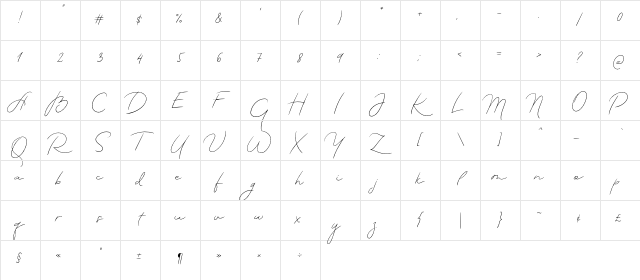 MADE TheArtist Script Regular Character Map