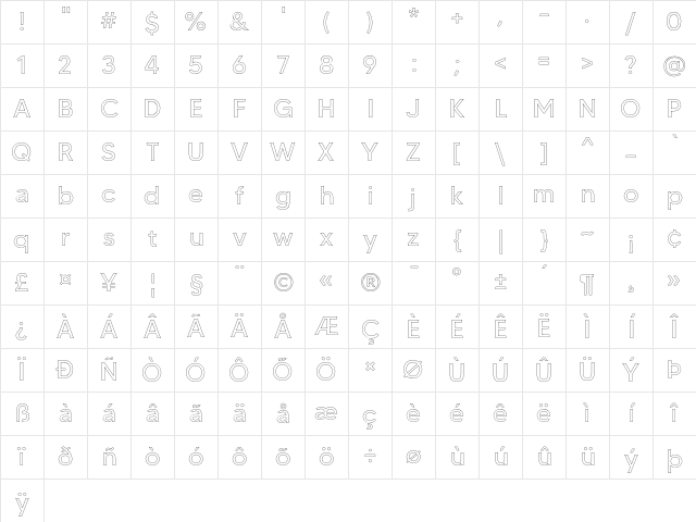 MADE TOMMY Outline Regular Character Map