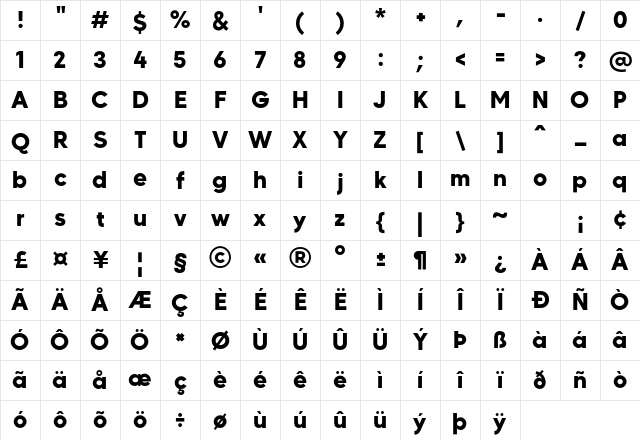 MADE CARVING Personal Use Black Regular Character Map
