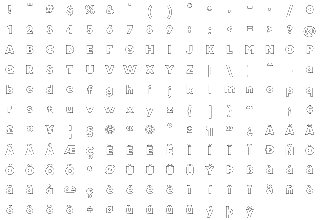 MADE Okine Sans PERSONAL USE Black Outline Regular Character Map MADE Okine Sans PERSONAL USE Black Outline Regular Character Map