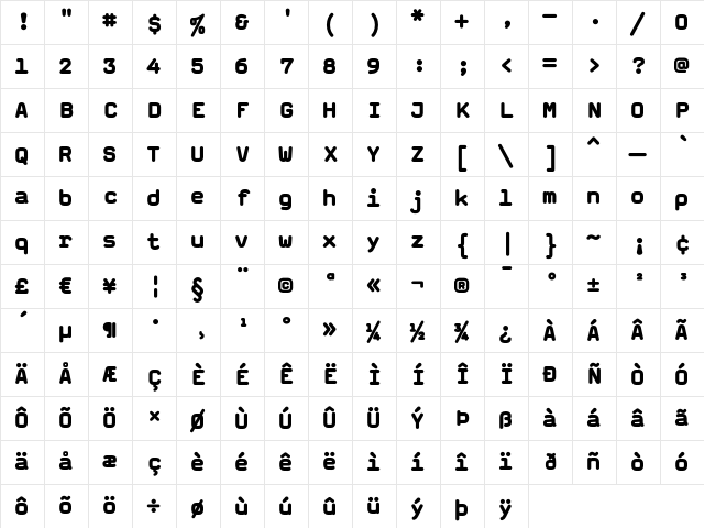MagdaCleanMono Black Character Map