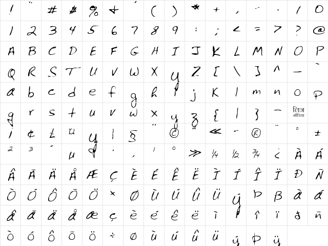 LEHN061 Regular Character Map