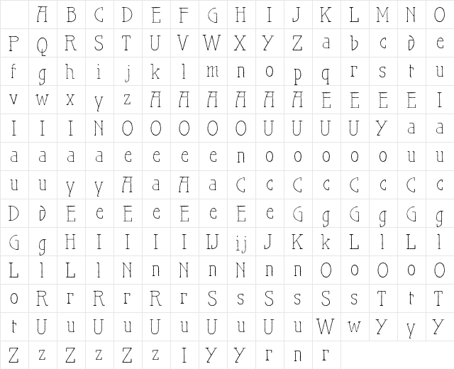 Maiers Nr.21 Pro Light Character Map Maiers Nr.21 Pro Light Character Map