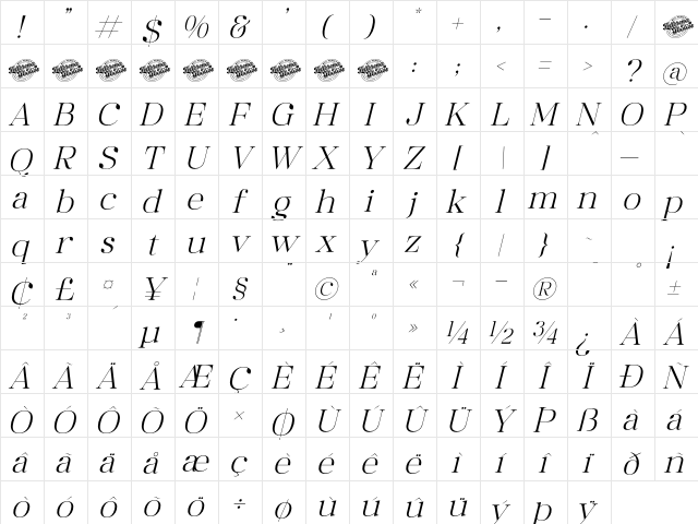 Maiken DEMO VERSION Italic Character Map