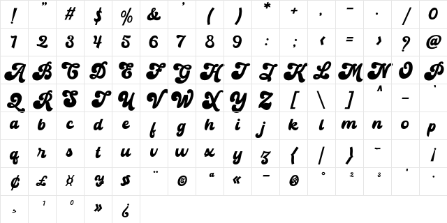 Mainstay Regular Character Map