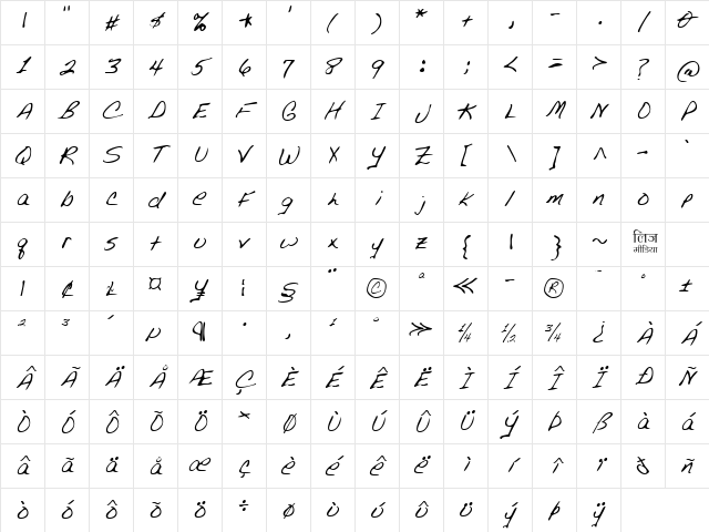 LEHN076 Regular Character Map