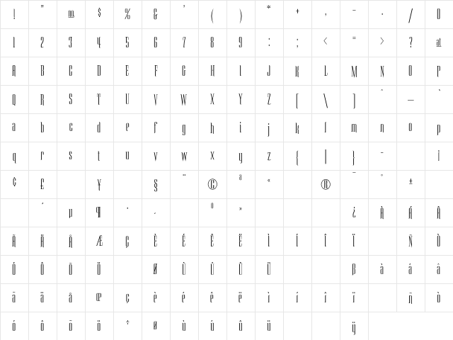 Malaise Tall Character Map