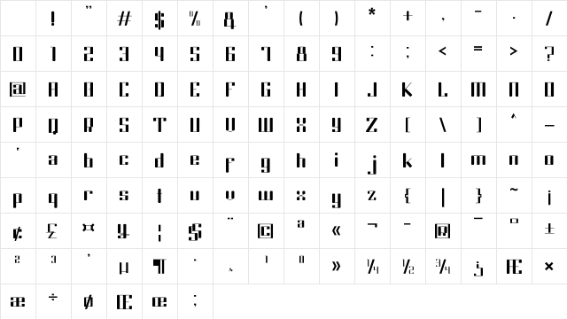 Mandare Regular Character Map