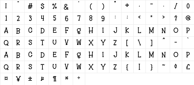 Mango Nice Regular Character Map