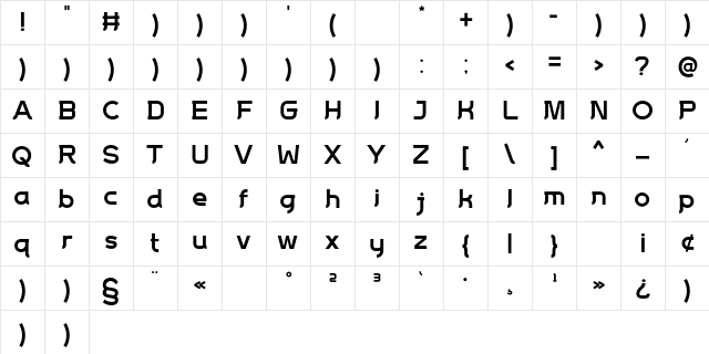 Mantrap Bold Character Map