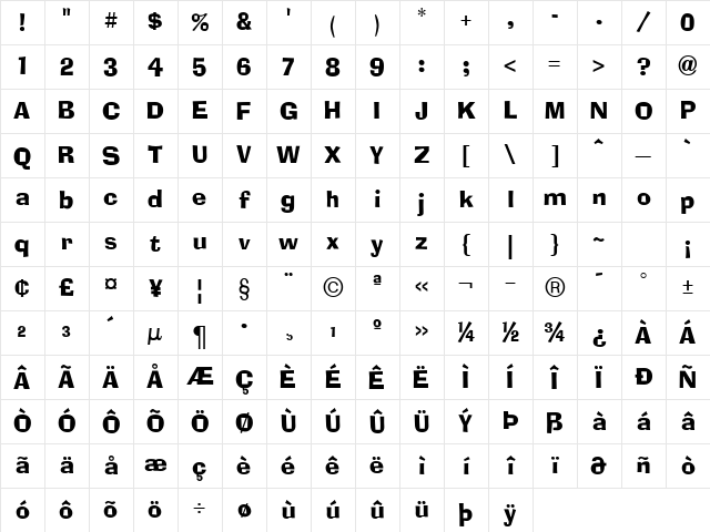 Ad Lib ICG Regular Character Map